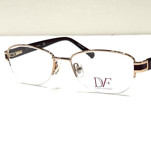 NEW Diane von Furstenberg DVF 8039 601 Glossy Gold Eyeglass Half Frame 50-17-135 - Picture 1 of 6